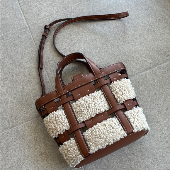 Zara Brown and Cream Teddy Bag - Picture 2 of 5